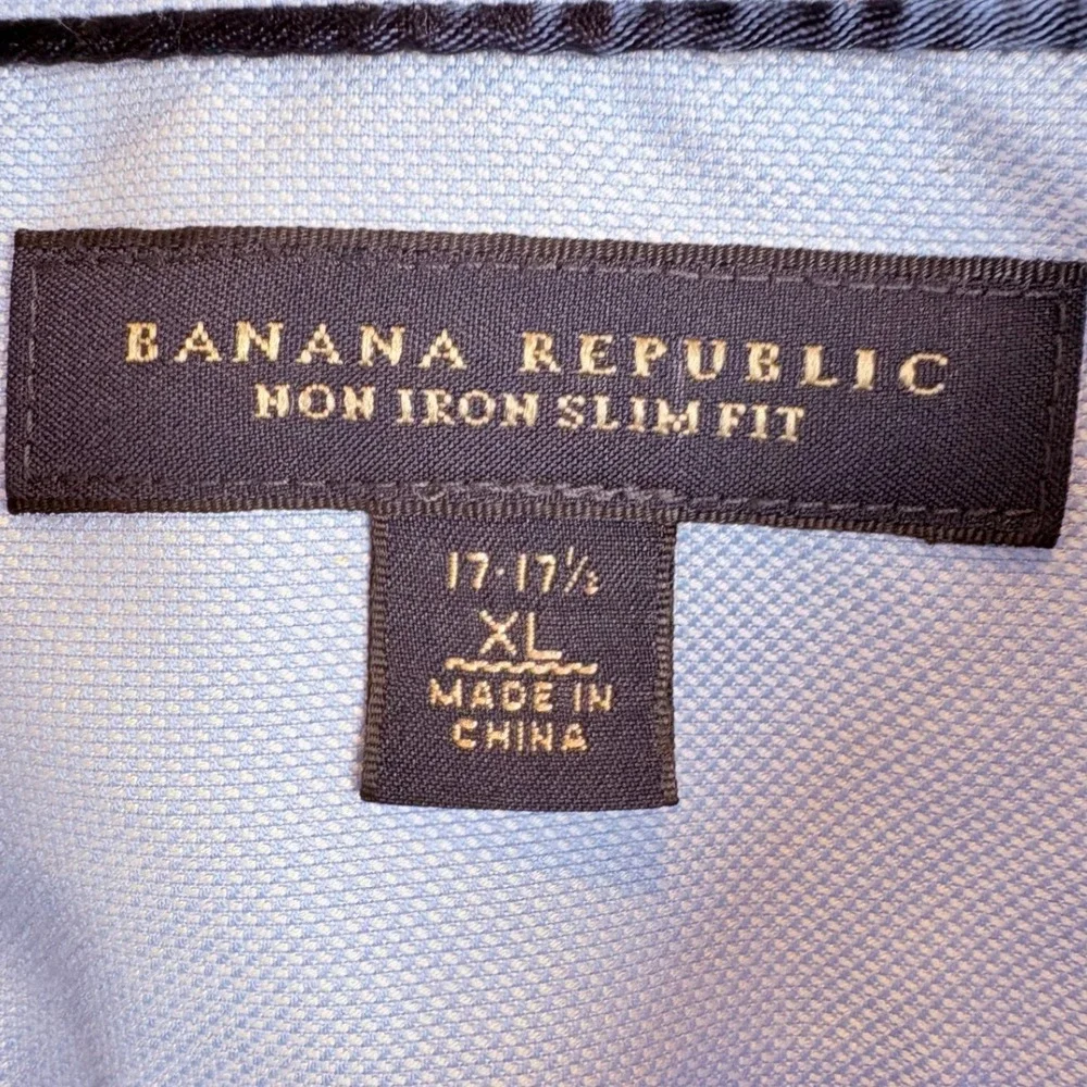 Banana Republic 17-17.5 XL Slim Fit No-Iron French Cuff Royal Oxford Dress Shirt